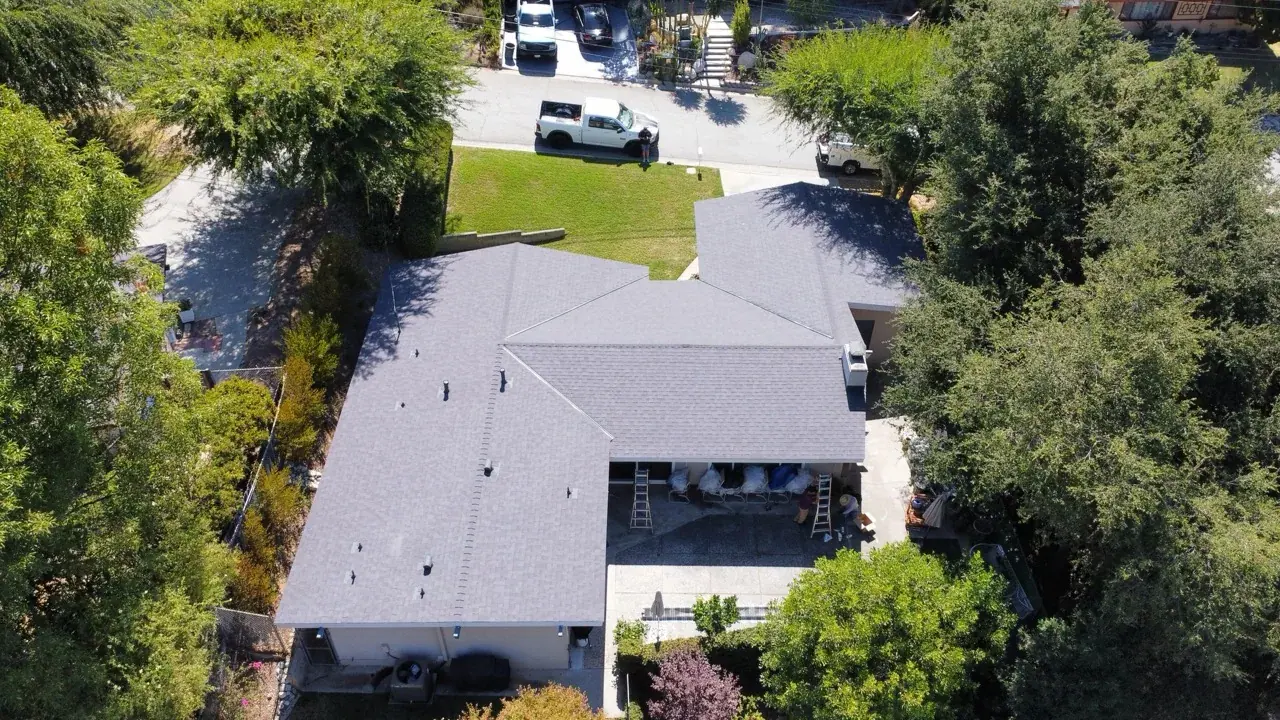 Completed residential shingle roof